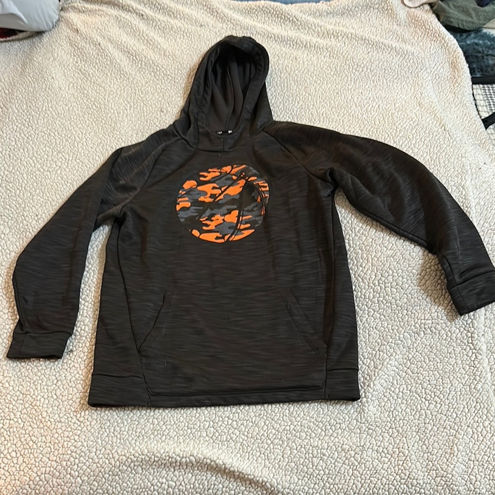 Gra Hoodie with Orange Camo Logo size Large 14/16